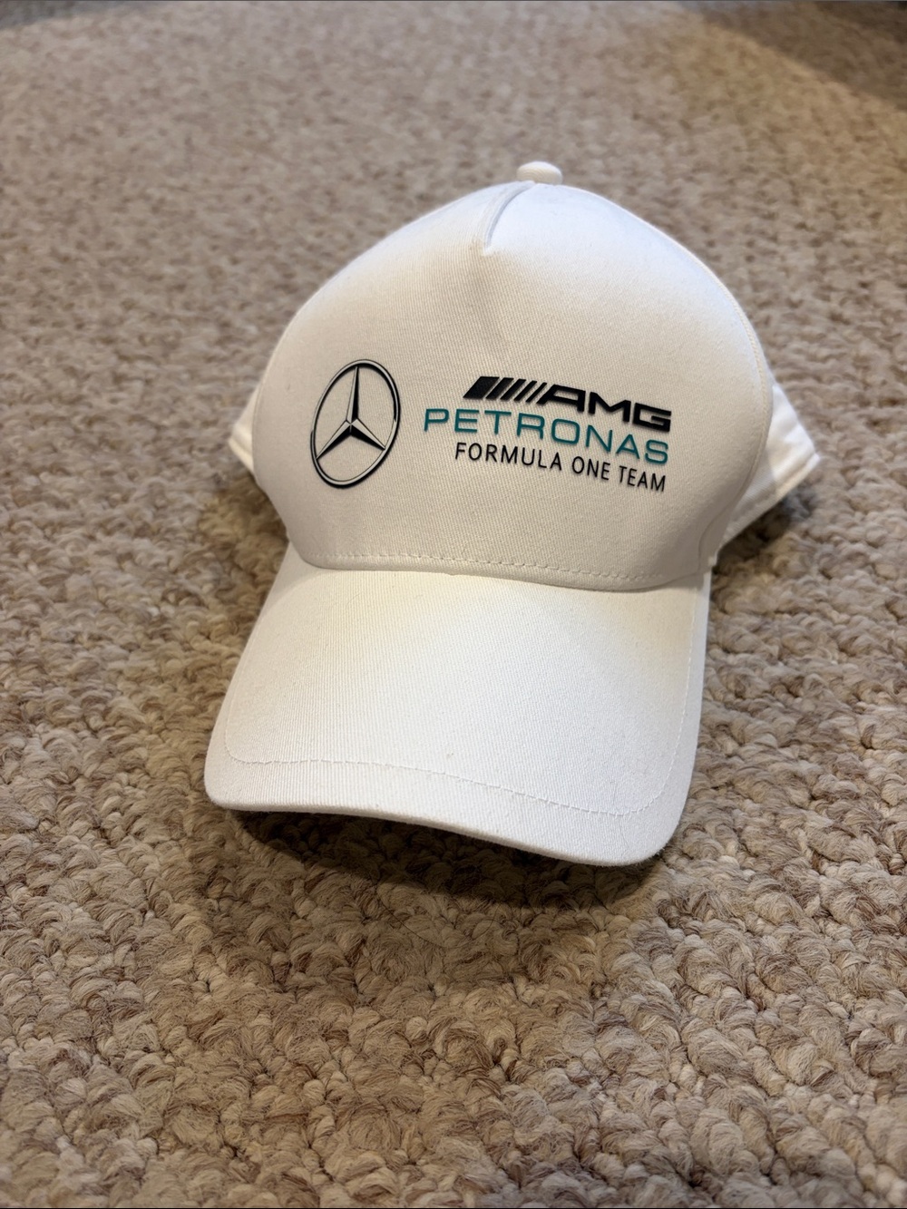 Mercedes AMG Petronas White Cap with Teal Logo